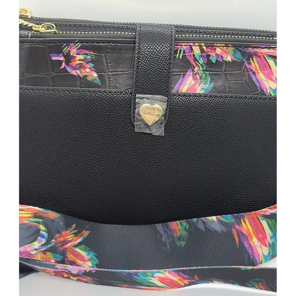 Betsey Johnson Black Birds Of Paradise Crossbody Purse With Pullout Pouch NEW - Picture 2 of 9